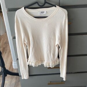 Robert Rodriguez Ivory Ribbed Long Sleeve Sweater